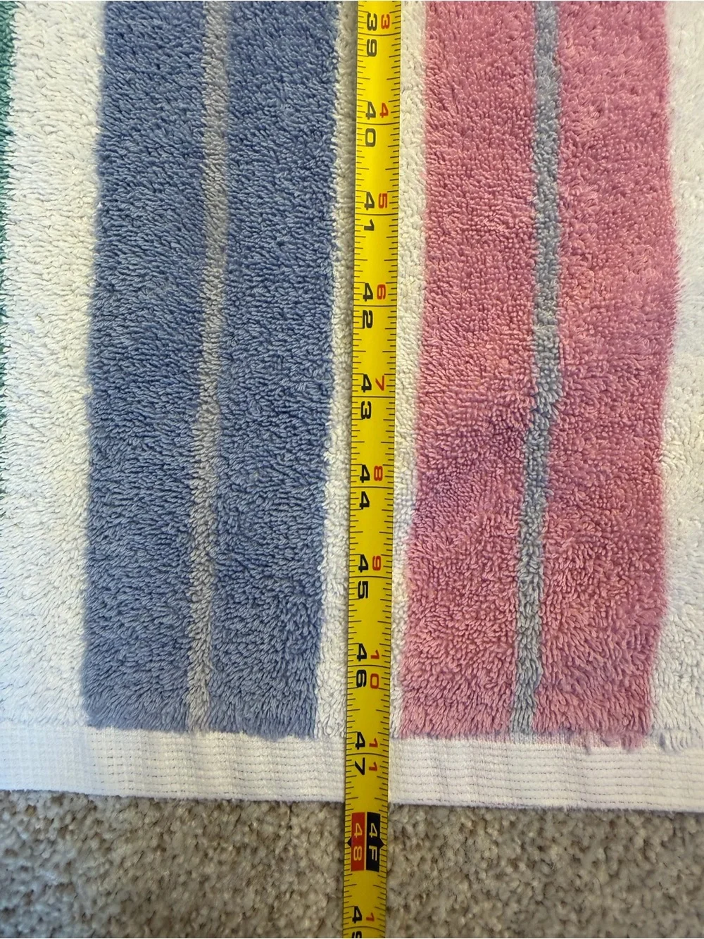 Vintage Striped Terry Bath Towels Set 2 Cannon Multicolor Blue Pink Green